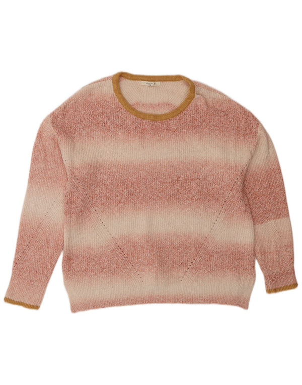 White Stuff Suéter tipo jersey con cuello redondo para mujer, talla 40, talla mediana, color rosa a rayas