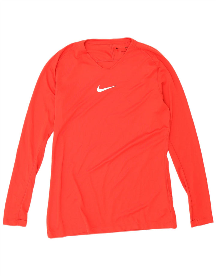Nike Dri Fit Slim Fit Graphic Top manga larga poliéster rojo grande para hombre