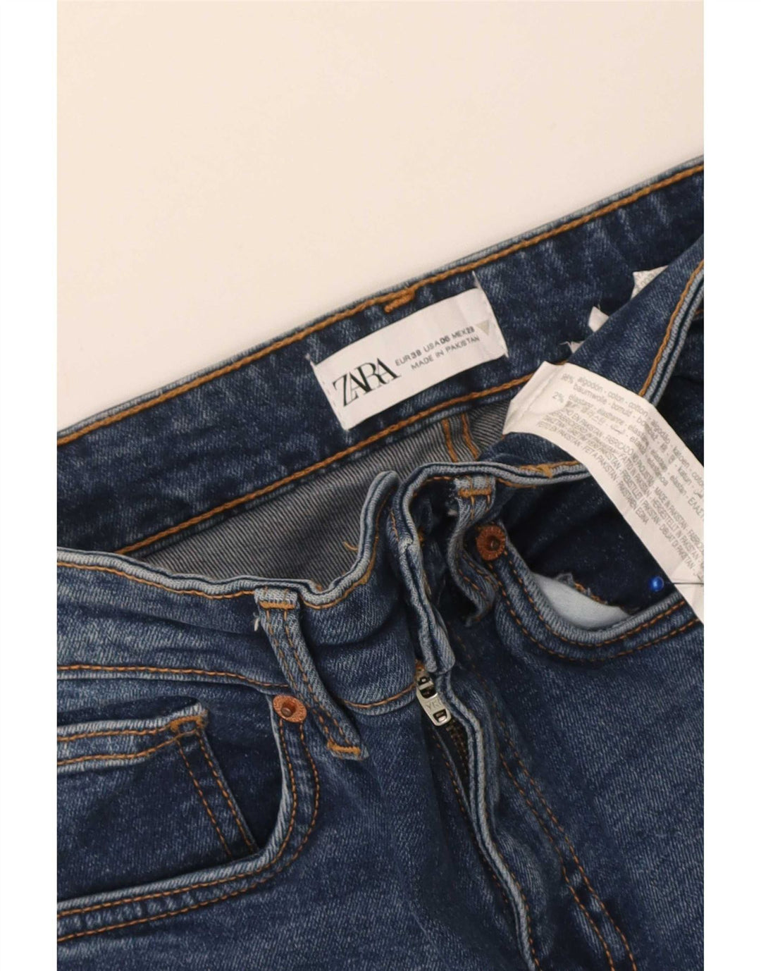Zara Jeans Acampanados Cortos para Mujer EU 38 Small W28 L24 Algodón Azul