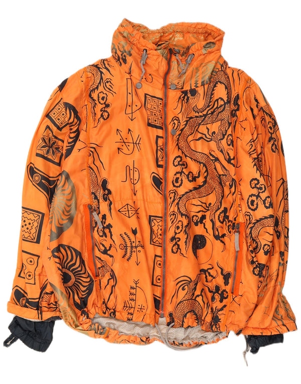 Vintage Mens Liner Chándal Top Chaqueta Reino Unido 42 XL Naranja Animal Print