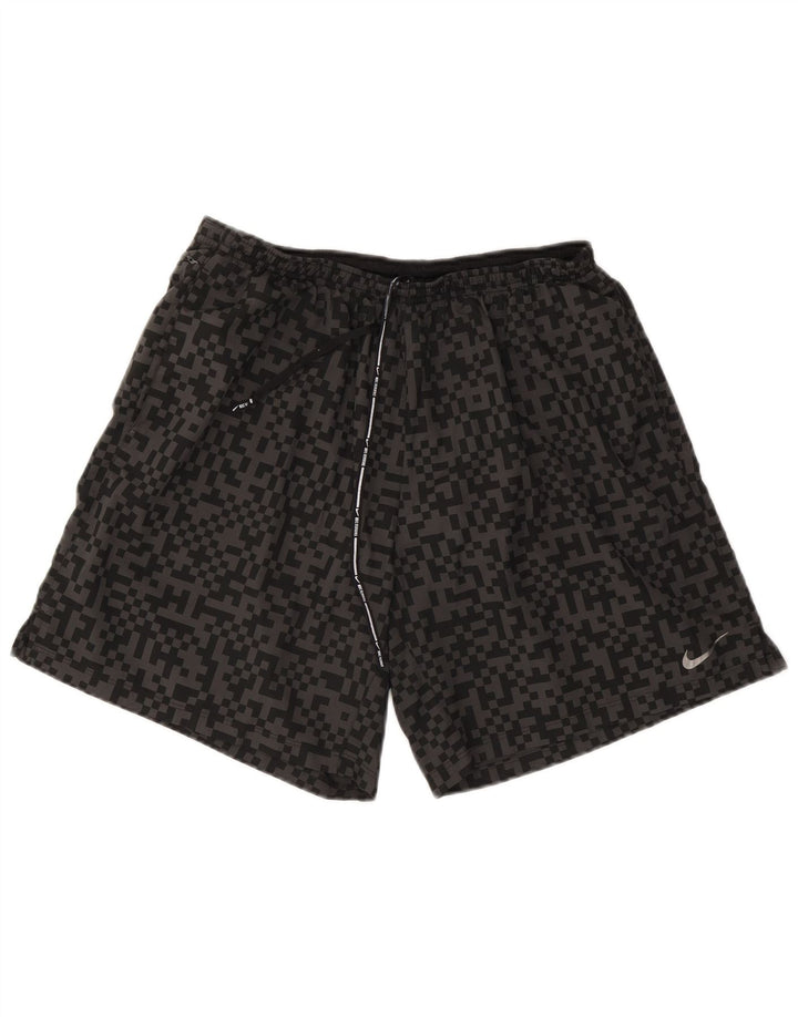 Nike Pantalones cortos deportivos Dri Fit para hombre XL Poliéster geométrico negro