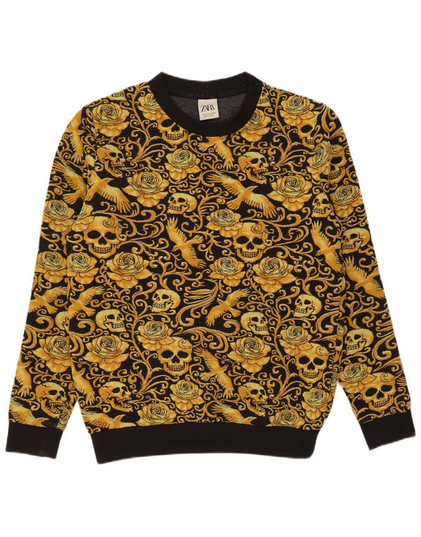Zara Hombre Sudadera Jumper Small Negro Floral Poliéster