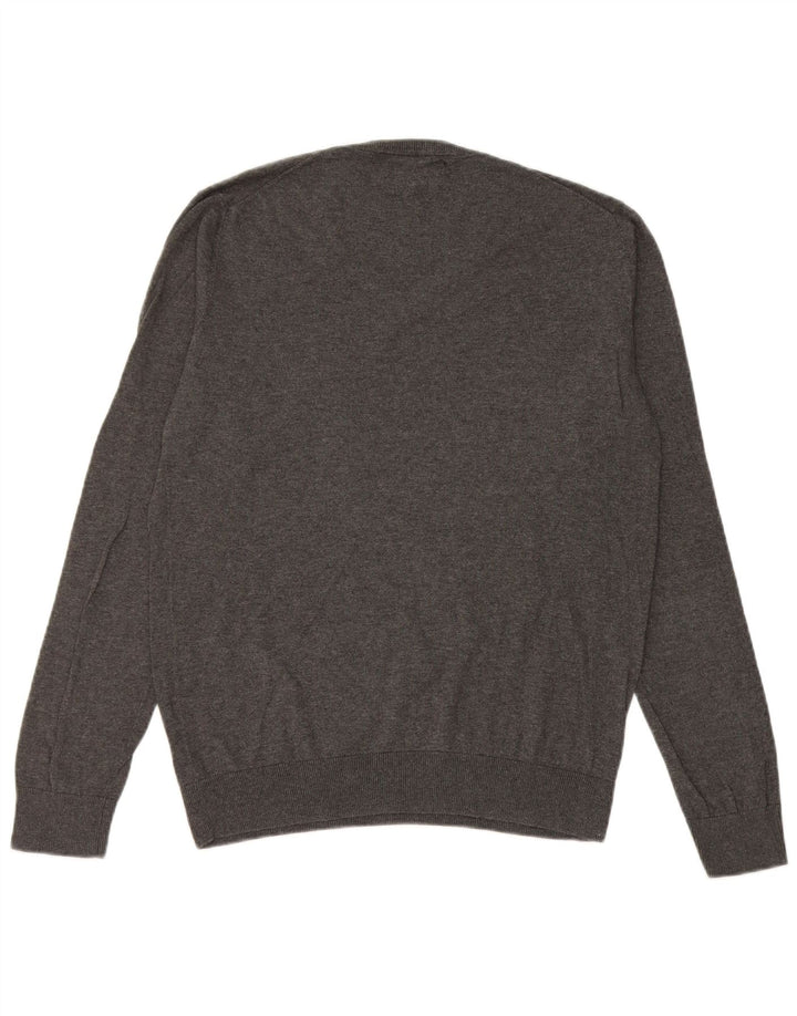 Zara Hombre Jersey Con Cuello En V Seda Gris Medio