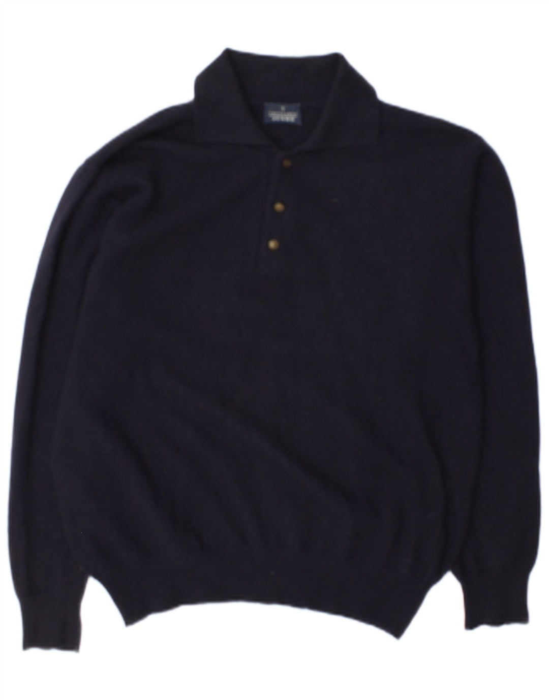 Jersey Hombre Trussardi Jeans Polo Cuello Lana Medio Azul Marino
