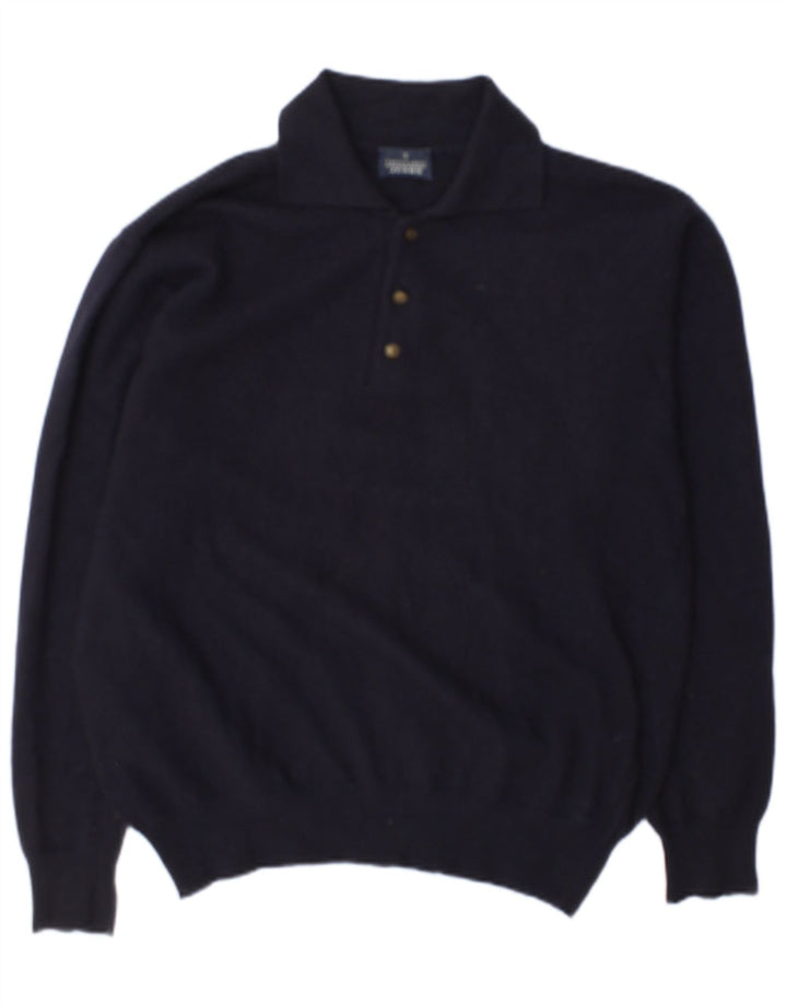 Jersey Hombre Trussardi Jeans Polo Cuello Lana Medio Azul Marino