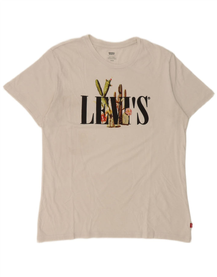Levi's - Camiseta gráfica para mujer, talla 40, talla mediana, color blanco