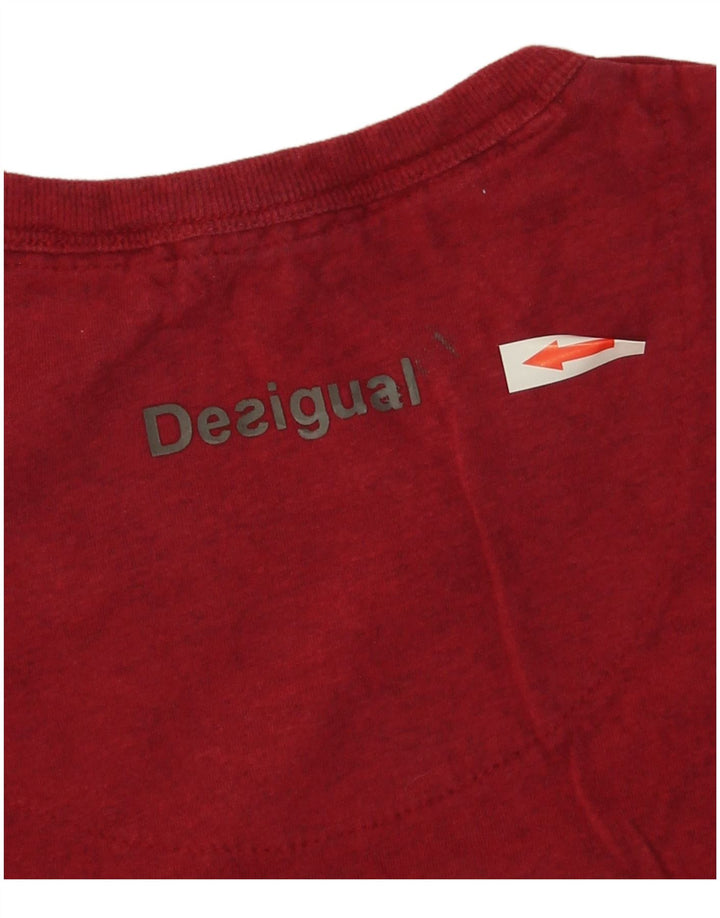 Desigual Hombre Camiseta Gráfica Top Pequeño Algodón Rojo
