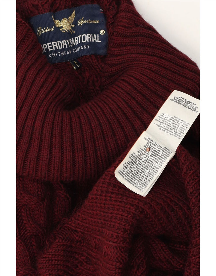 Superdry Jersey con cuello vuelto para mujer, talla 40, XL, granate acrílico