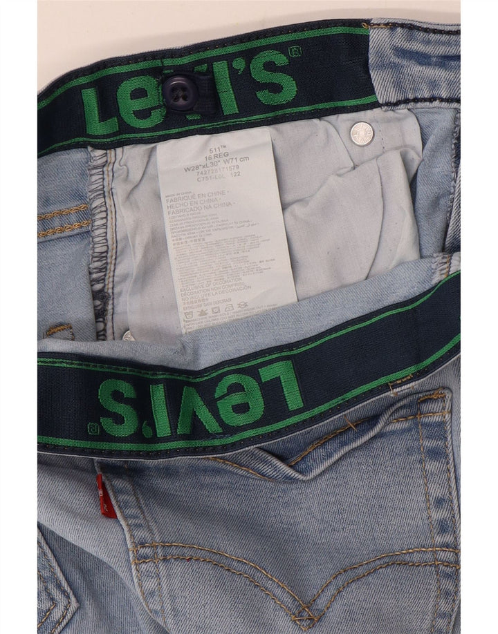 Levi's Boys 511 Vaqueros ajustados desgastados 15-16 años W28 L30 Algodón azul