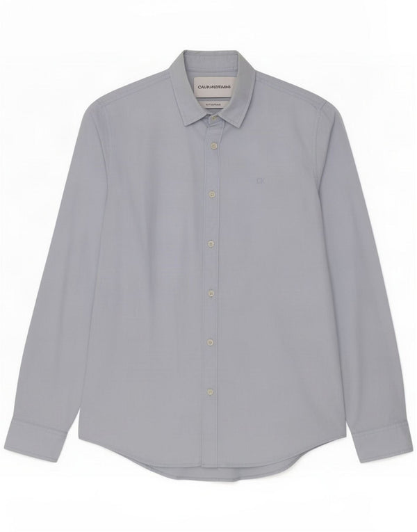 Calvin Klein Jeans Camisa ajustada para hombre Algodón azul medio
