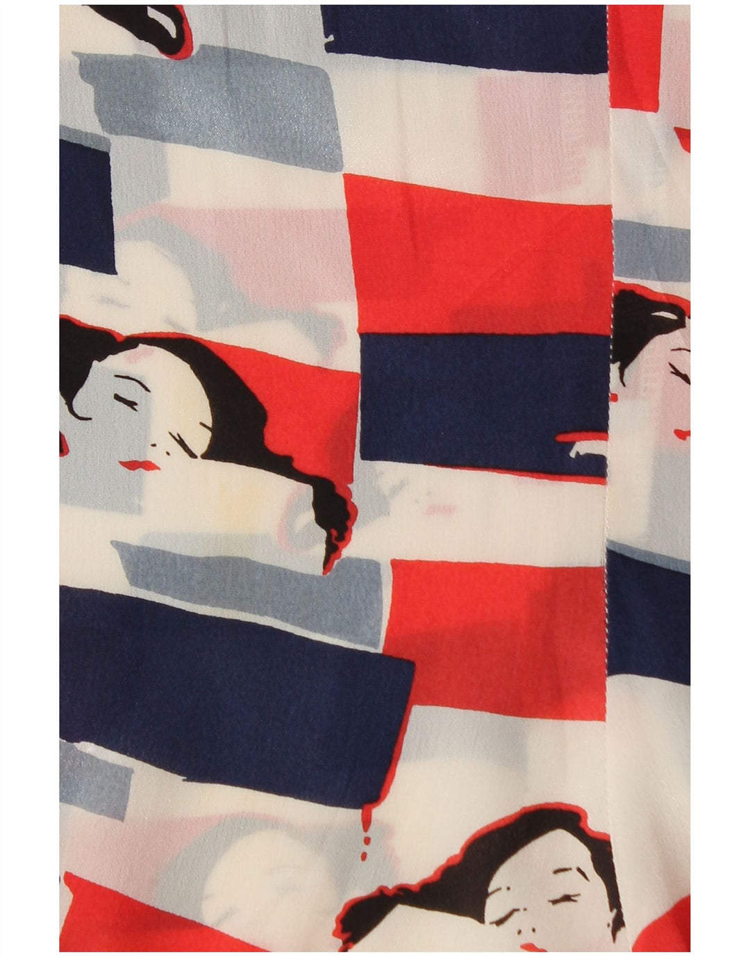 VINTAGE Blusa gráfica para mujer Top UK 18 XL Acetato multicolor