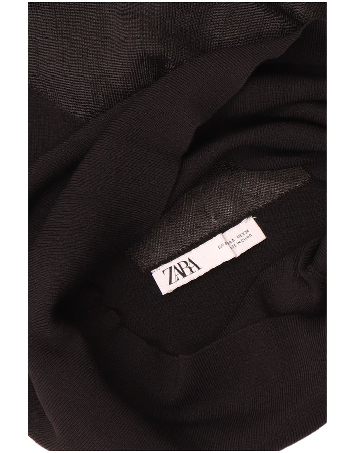 Zara Mujer Blusa Transparente Top UK 8 Small Negro