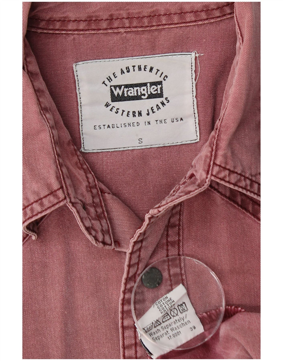 WRANGLER Camisa vaquera occidental para hombre pequeña de algodón burdeos