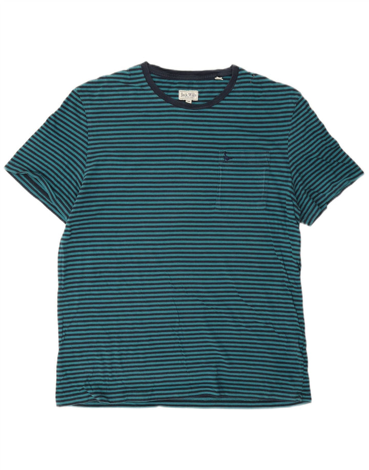 Jack Wills - Camiseta para hombre, color azul medio, algodón a rayas