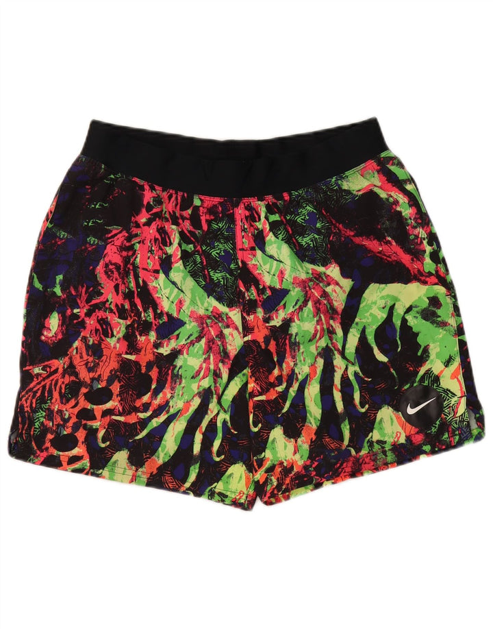 Nike - Pantalones cortos deportivos con estampado abstracto para hombre, talla pequeña, poliéster negro