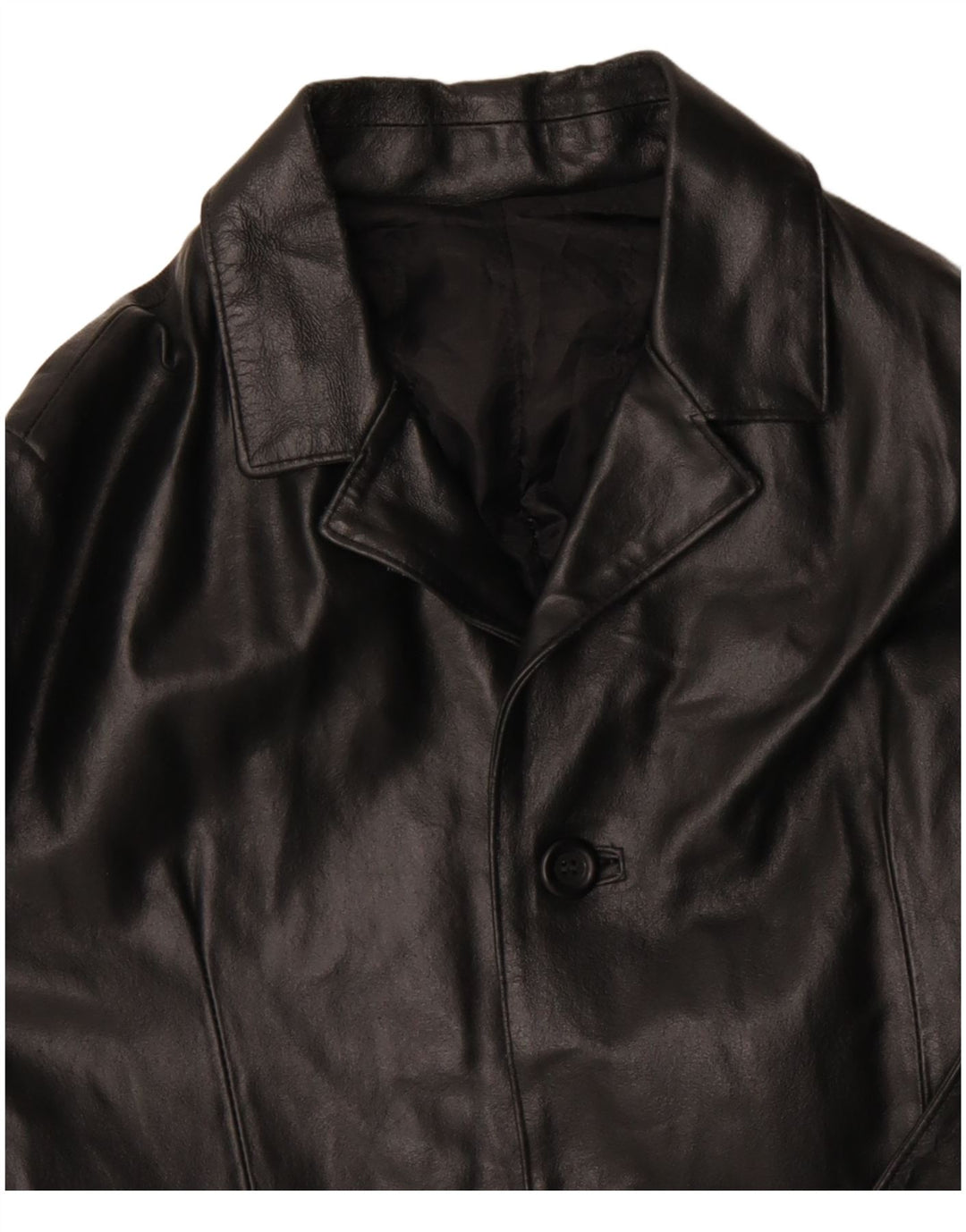 VINTAGE Abrigo de cuero para hombre Reino Unido 36 Pequeño cuero negro