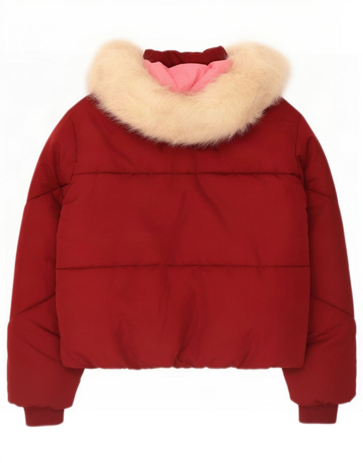 Topshop Chaqueta acolchada extragrande con capucha para mujer UK 6 XS Poliéster rojo