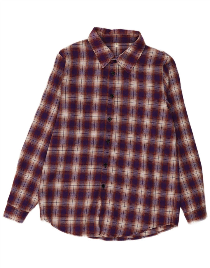 Shein Hombre Camisa De Franela Poliéster A Cuadros Morado Pequeño