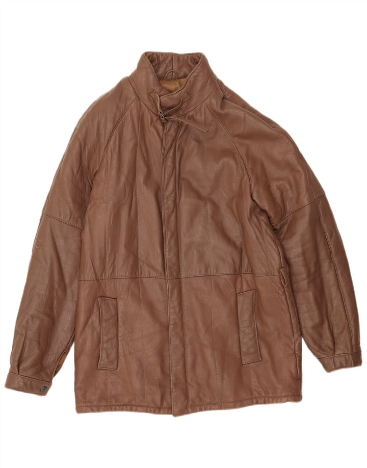 Chaqueta de cuero vintage para hombre IT 48 cuero marrón medio