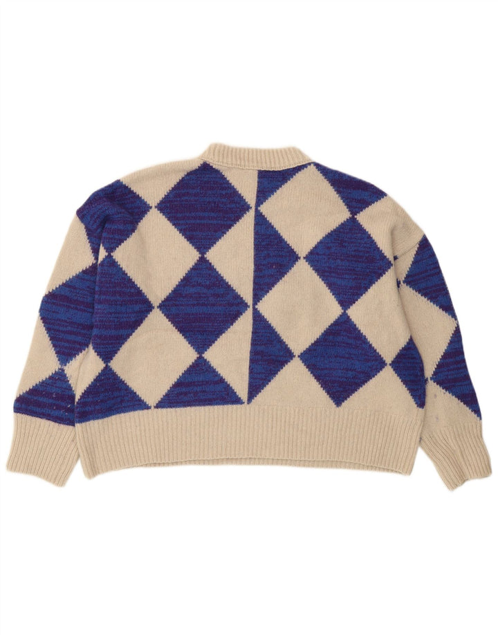 Whistle Suéter corto con cuello redondo para mujer UK 10 Small Beige Wool