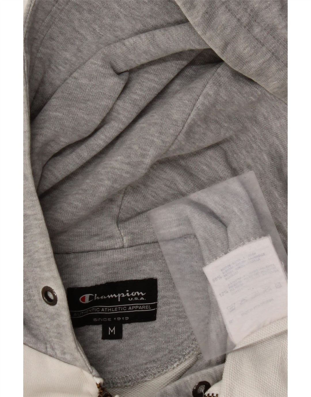 CHAMPION Suéter con capucha y cremallera para mujer Reino Unido 14 Mediano Blanco Colorblock Algodón