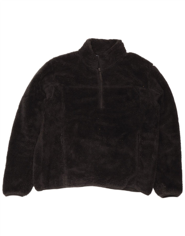 Mountain Warehouse Jersey de forro polar con cuello y cremallera para hombre XL Poliéster negro
