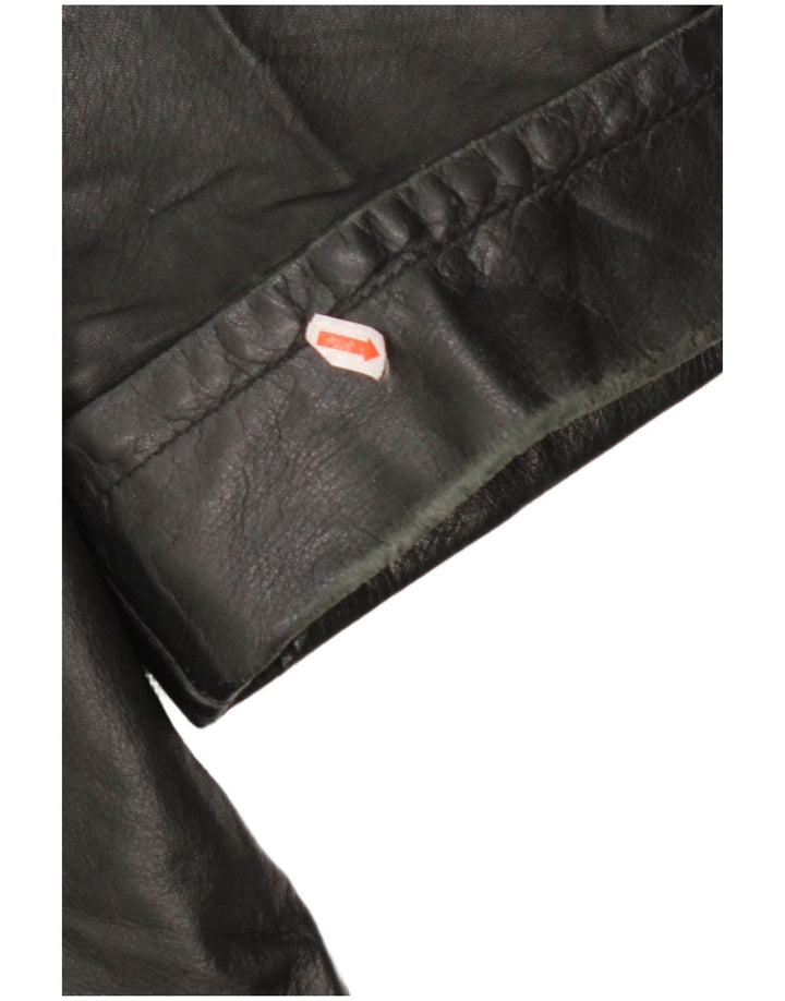 Abrigo de cuero VINTAGE para mujer IT 48 XL Negro