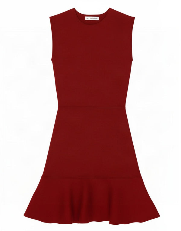 Zara Vestido tipo jersey sin mangas para mujer UK 8 Small Borgoña Viscosa