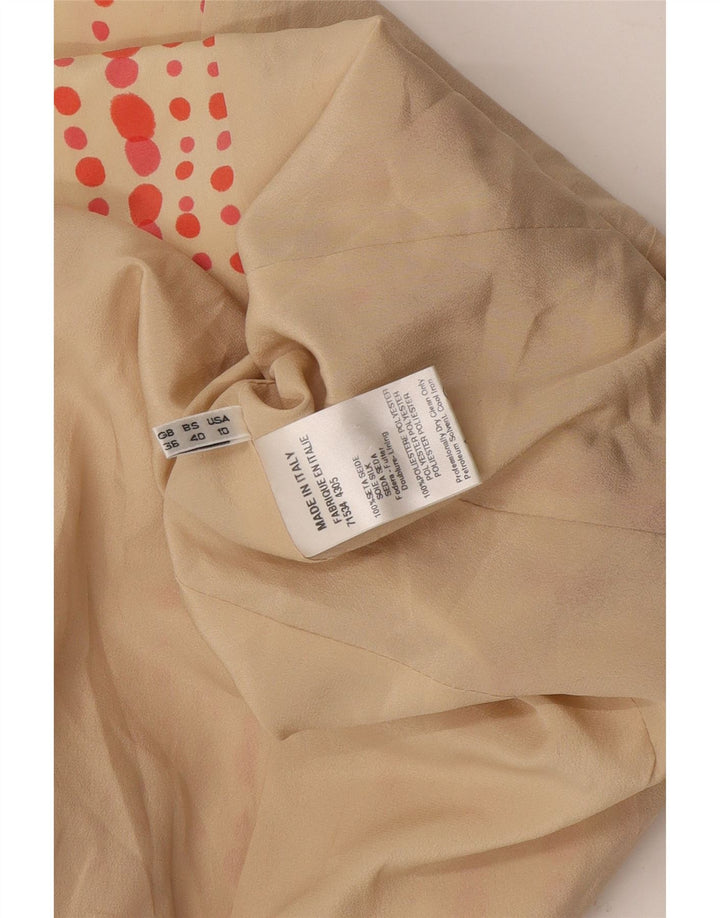 Vintage mujer 3/4 manga 3 botón Blazer chaqueta US 10 grande beige manchado