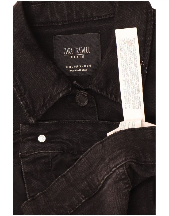 Zara Mujer Trafaluc Crop Denim Chaqueta Reino Unido 40 Mediano Negro Algodón