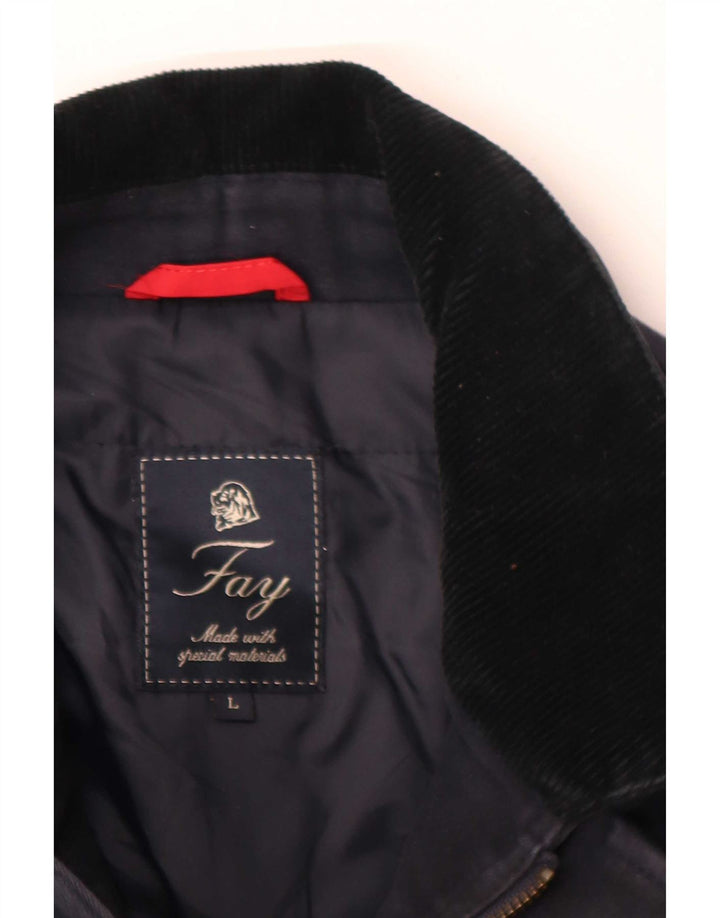 Fay Chaqueta cortavientos de 3 botones para hombre UK 40 Large Azul marino Algodón