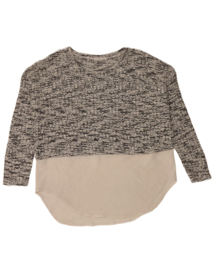 Zara - Jersey extragrande con cuello barco para mujer, talla 40, color gris medio