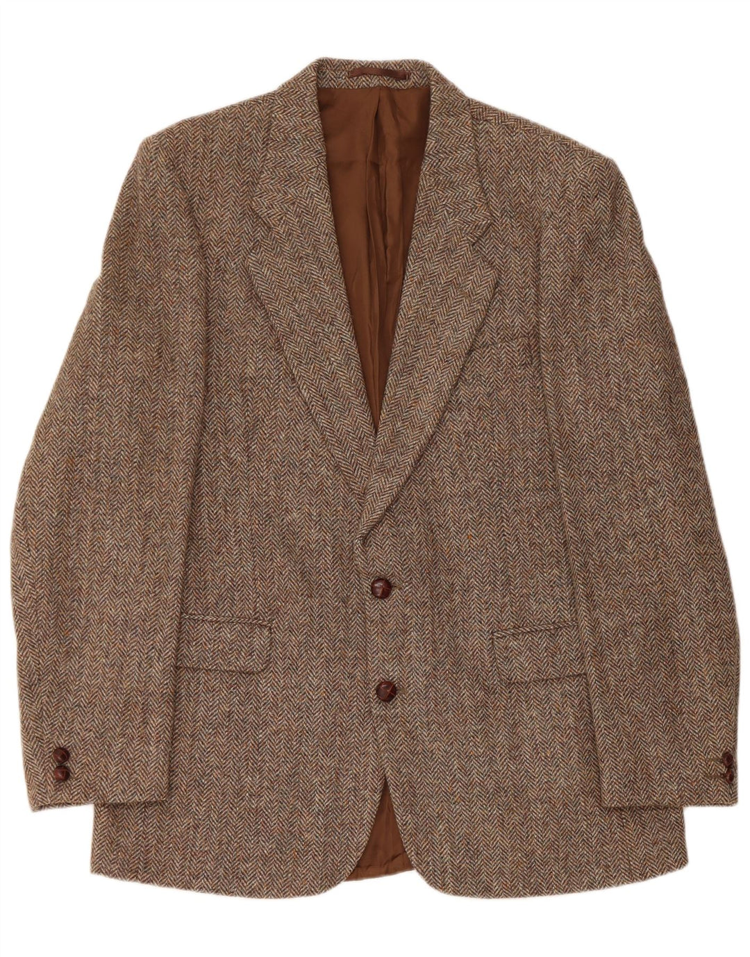 Harris Tweed Chaqueta tipo blazer con 2 botones para hombre UK 42 XL Lana en espiga marrón