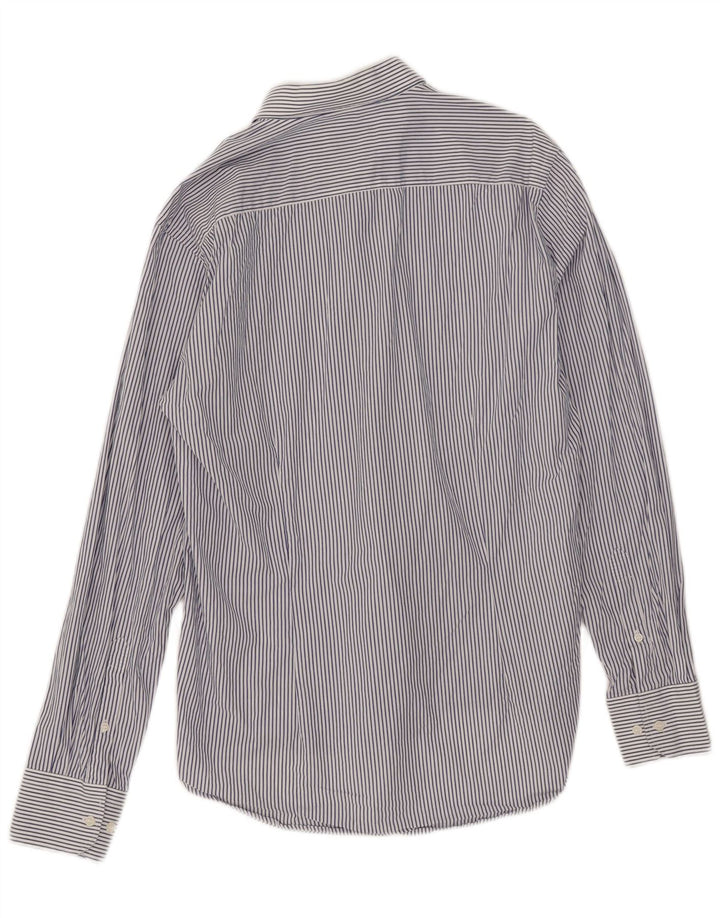 Dack's Camisa ajustada para hombre de algodón a rayas azules grandes