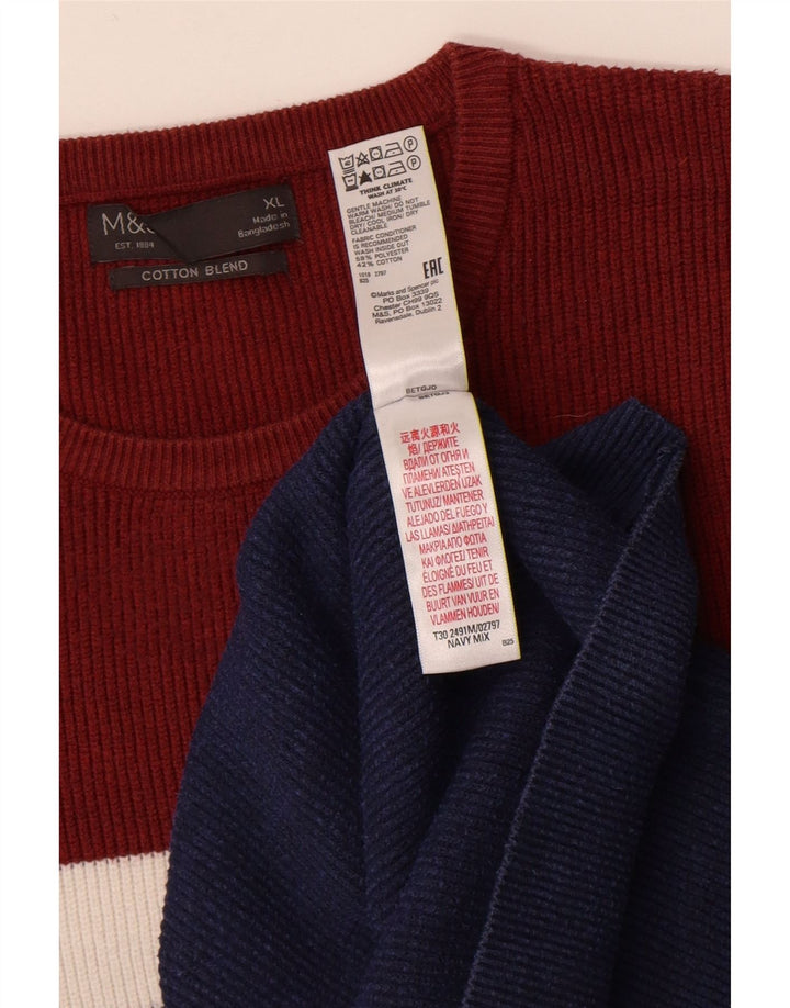 Marks & Spencer Jersey de cuello redondo para hombre XL Azul marino Colorblock