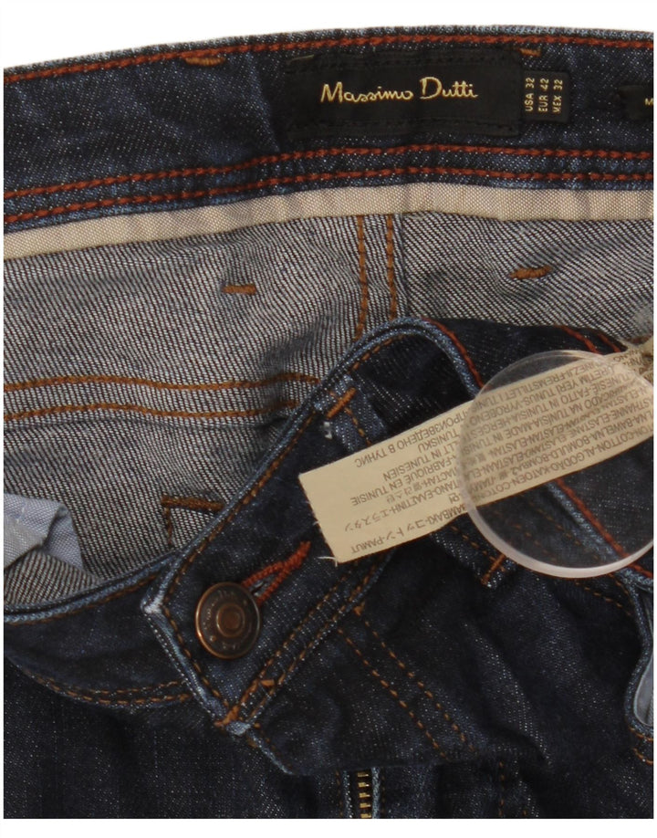 Massimo Dutti Jeans Slim Hombre EU 42 Large W32 L28 Azul Marino Algodón