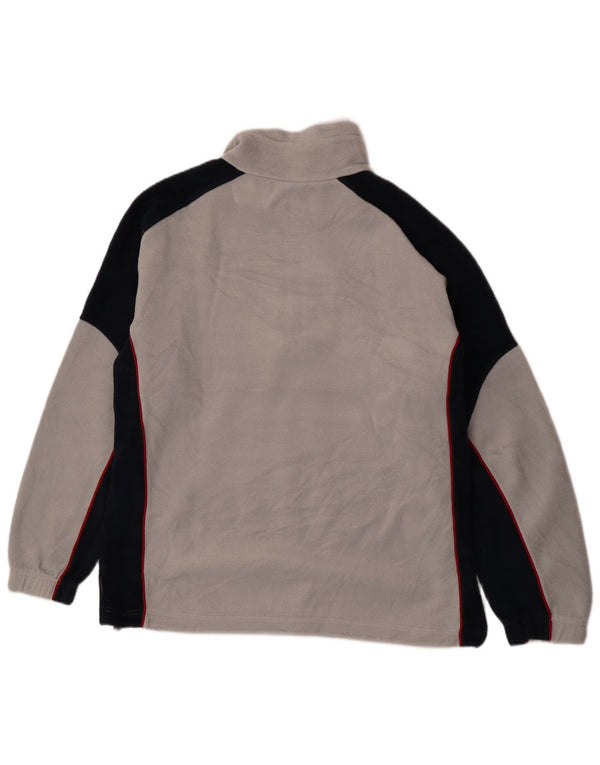 Jersey vintage de vellón con cuello con cremallera para hombre XL Gris Colorblock Poliéster