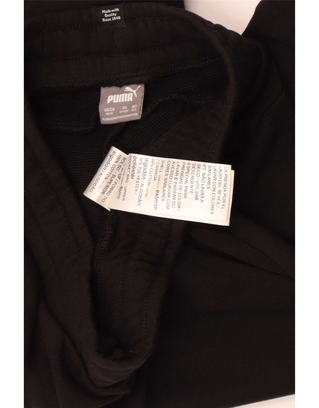 Puma Pantalones cortos deportivos para niños 11-12 años Algodón negro