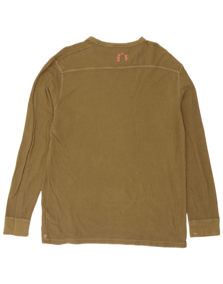 Scotch & Soda Hombre Camiseta De Manga Larga De Algodón Caqui Grande