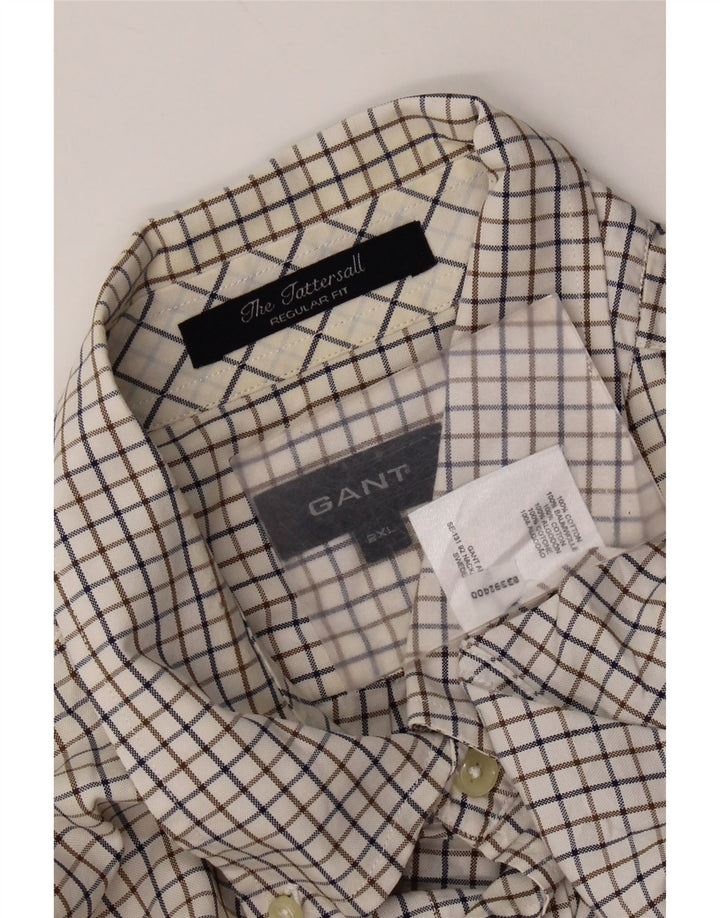 Gant Camisa de corte regular para hombre, talla 2XL, algodón a cuadros blancos