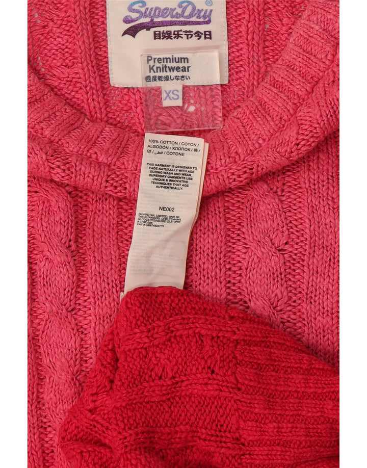 Superdry Jersey De Cuello Redondo Para Mujer UK 6 XS Algodón Color Block Rosa