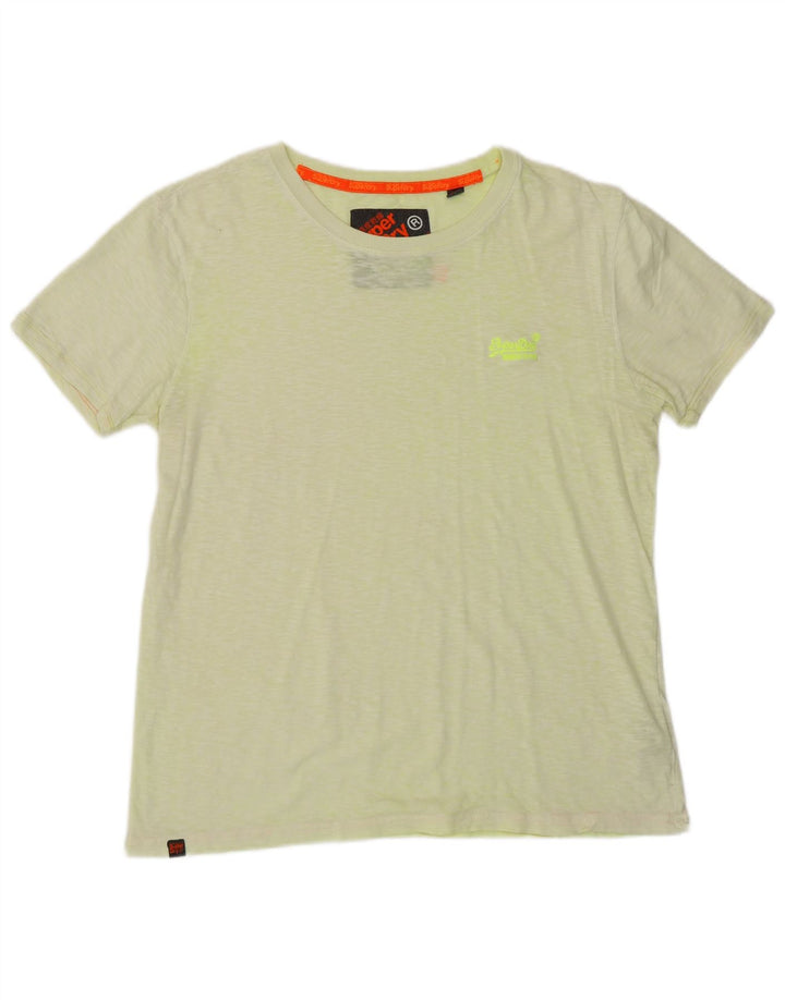 SUPERDRY Hombre Camiseta Top Algodón Moteado Verde Medio