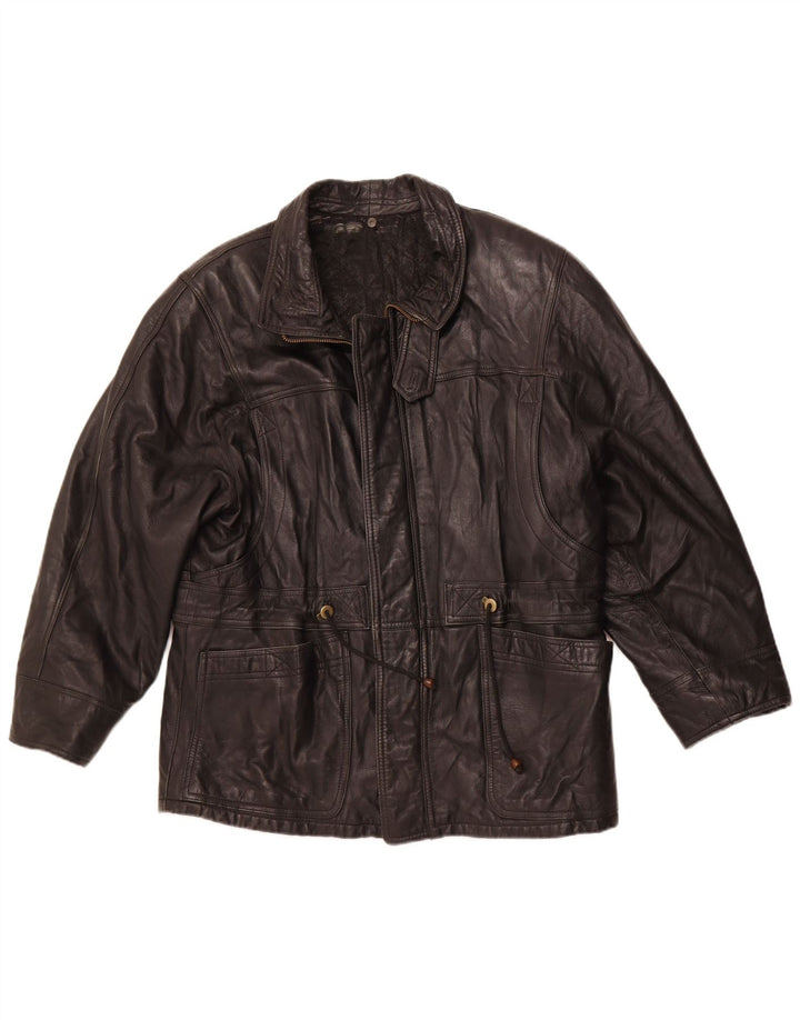 VINTAGE Chaqueta de cuero para hombre IT 50 Cuero negro grande