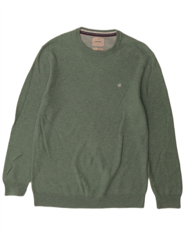 Jersey con cuello redondo para hombre de White Stuff en algodón verde medio