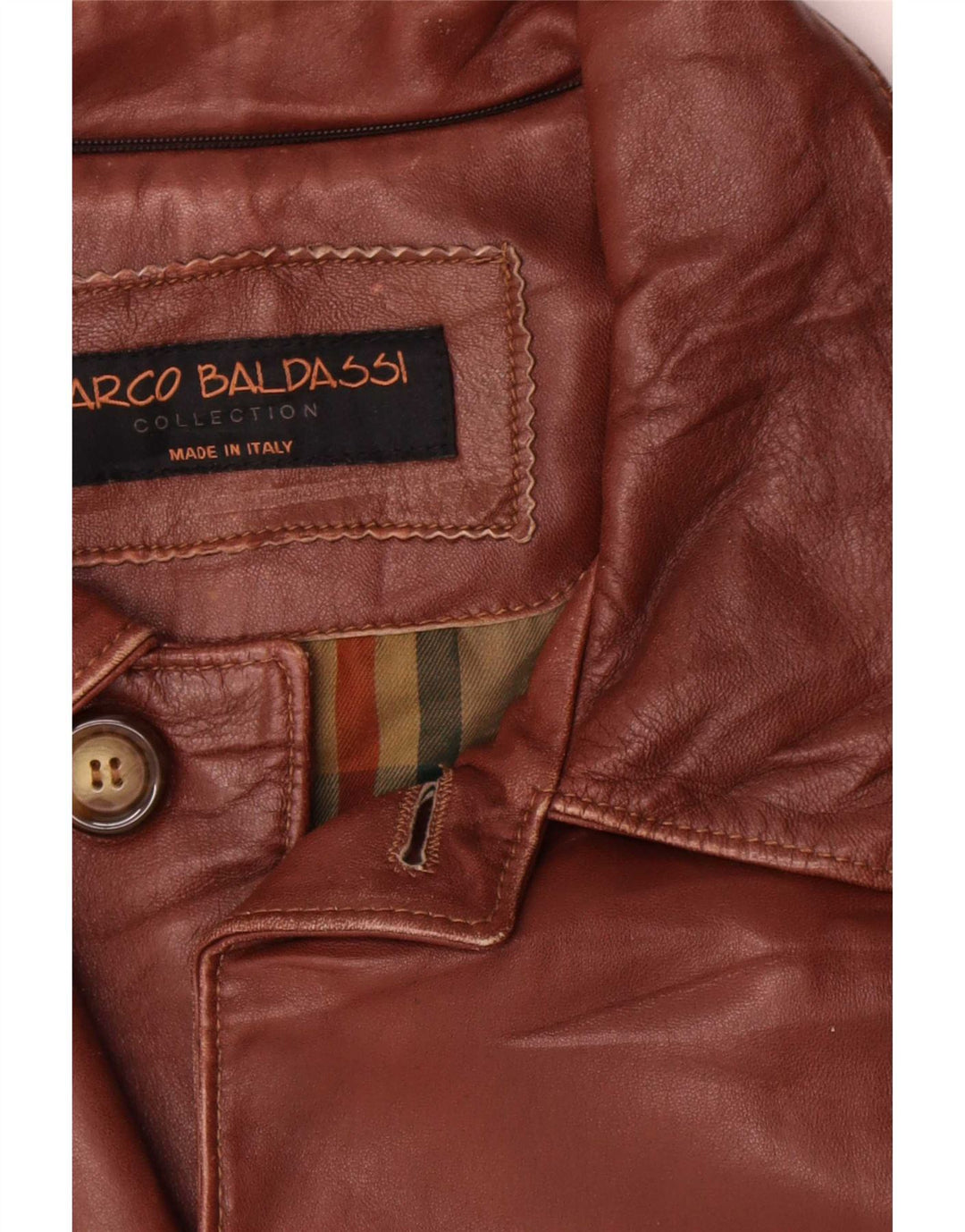 Marco Baldassari Abrigo de cuero para hombre UK 42 XL Marrón