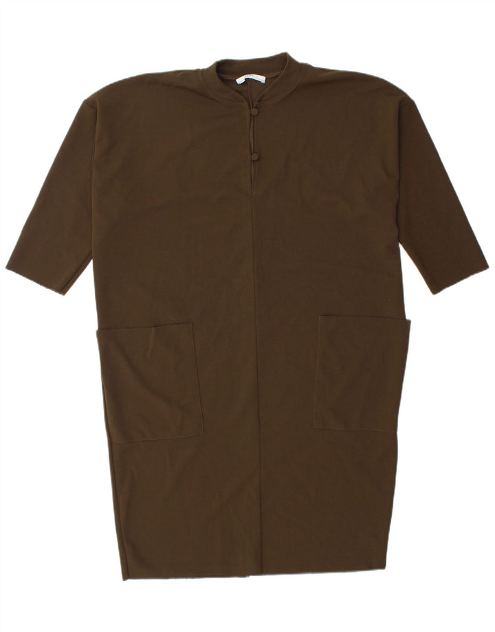 Zara Mujer Vestido Recto Extragrande UK 44 Mediano Caqui