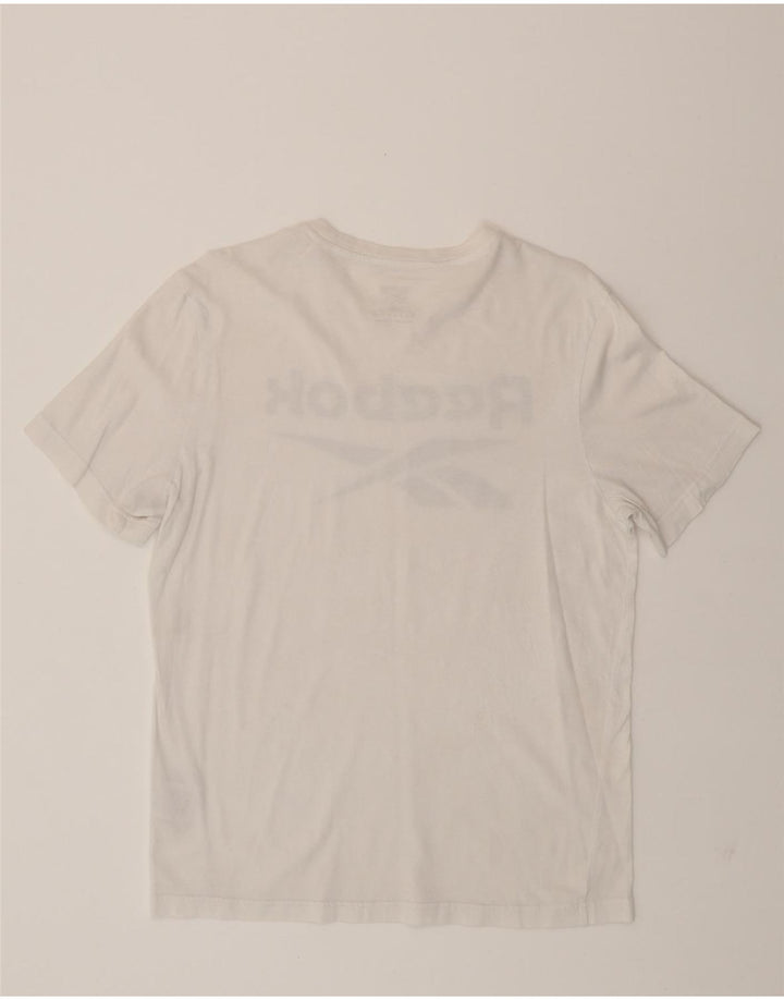 REEBOK Mens Graphic T-Shirt Top Medium White Cotton Vintage Reebok and Second-Hand Reebok from Messina Hembry 