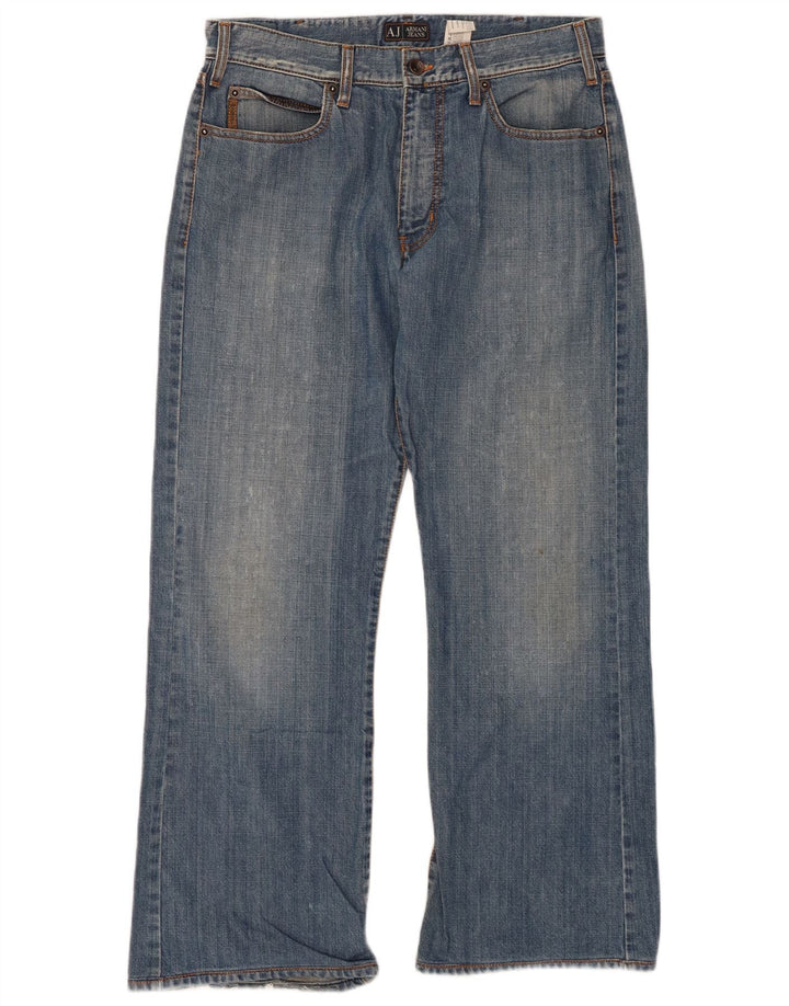 ARMANI Vaqueros rectos gráficos para hombre W34 L30 Algodón azul