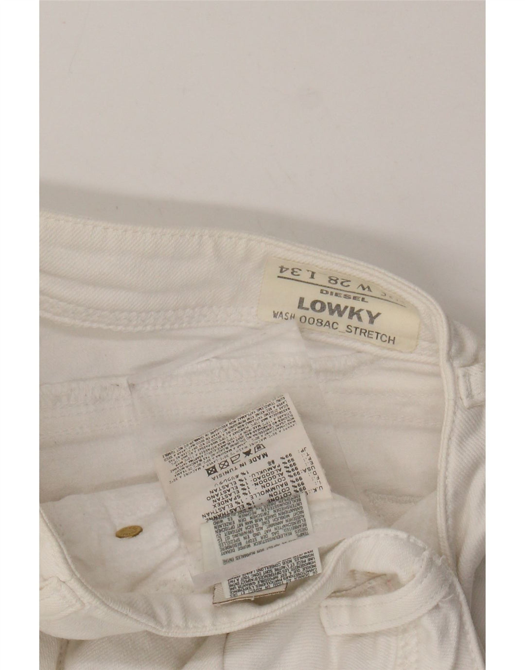 DIESEL Vaqueros Lowky Slim Mujer W28 L34 Algodón Blanco