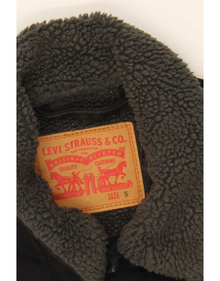 Levi's Chaqueta vaquera Sherpa para hombre UK 36 Small Algodón negro
